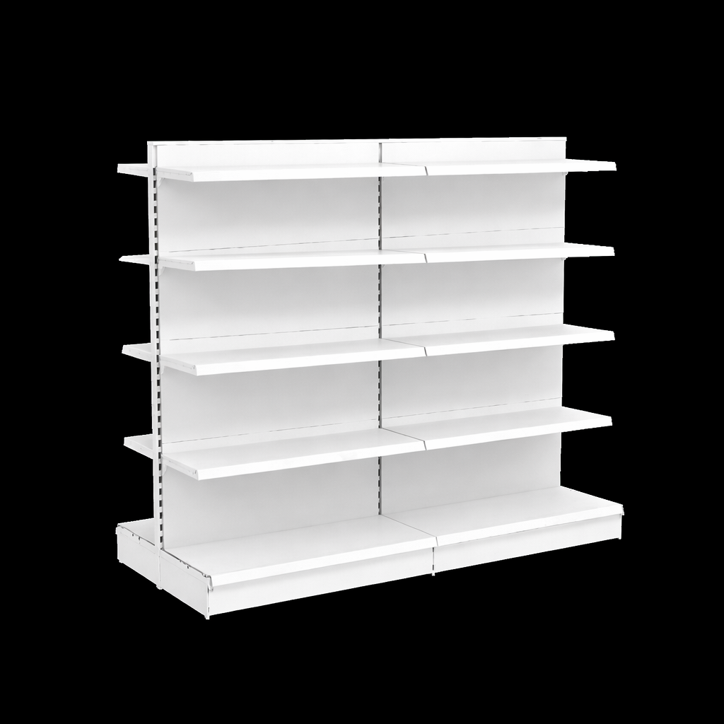 Double sided gondola shelving system